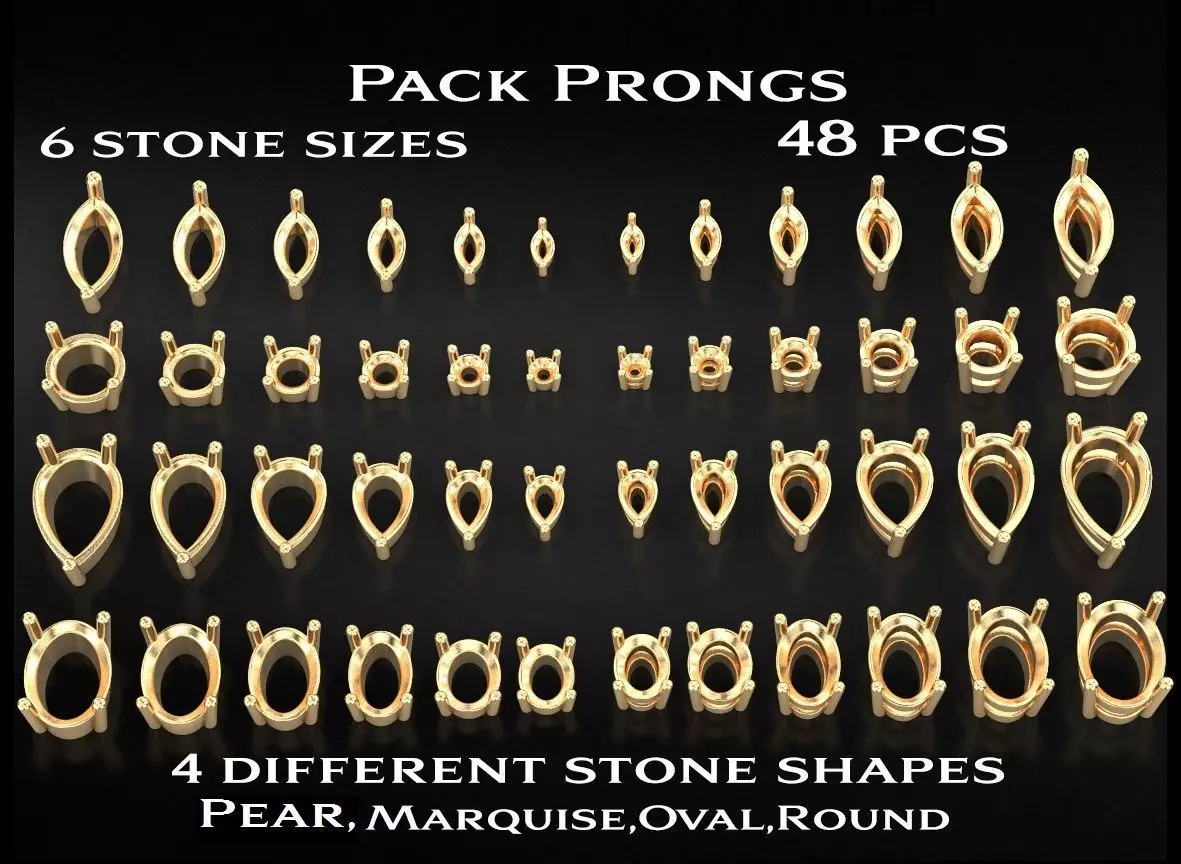 Pack of Prongs for Gems 704 3D print model_0
