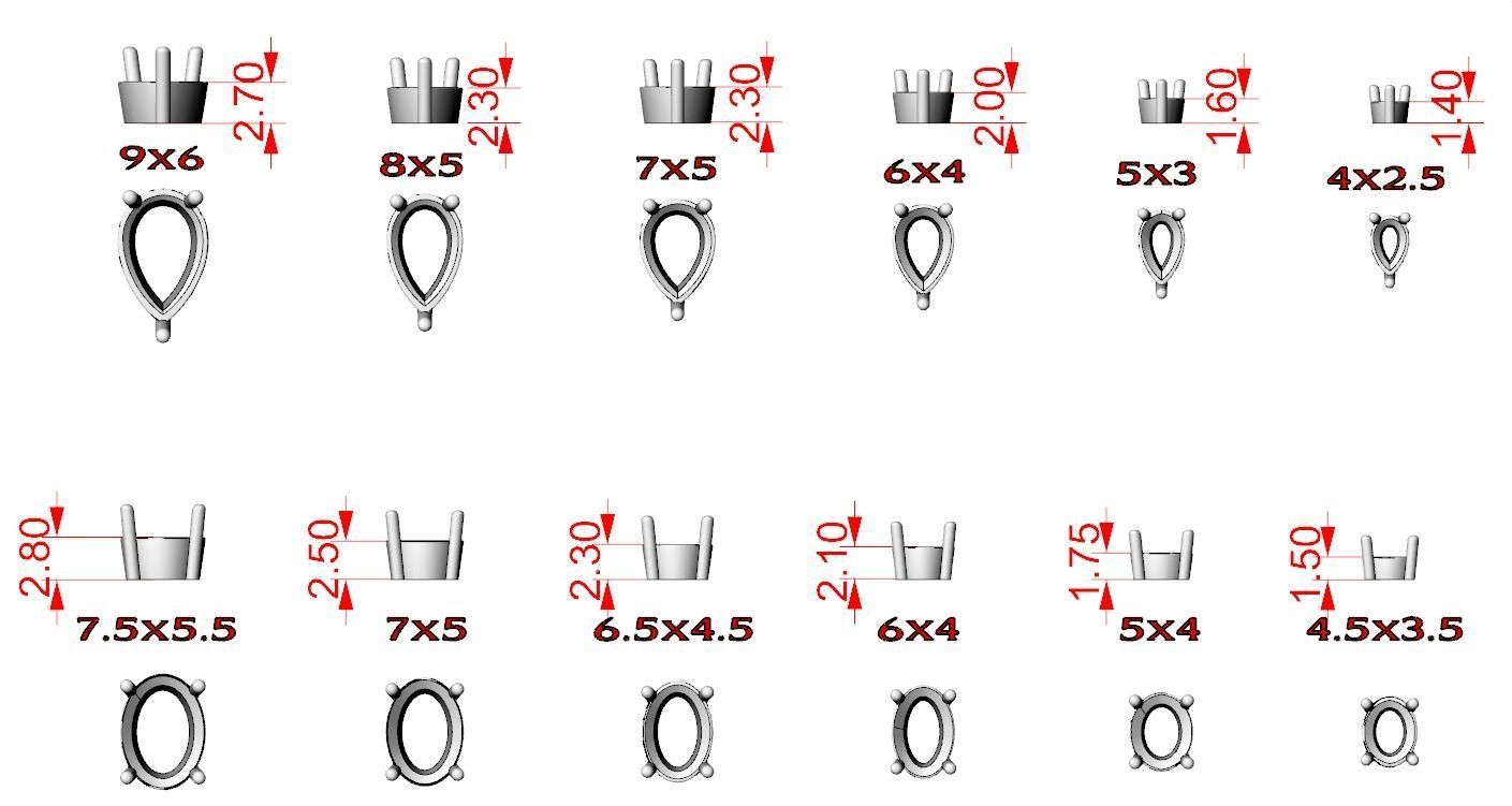 Pack of Prongs for Gems 704 3D print model_8