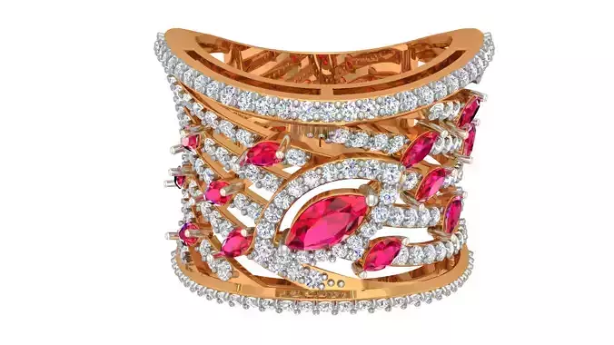 Diamond Cocktail Marquise Diamond Ring 3dm stl renders details