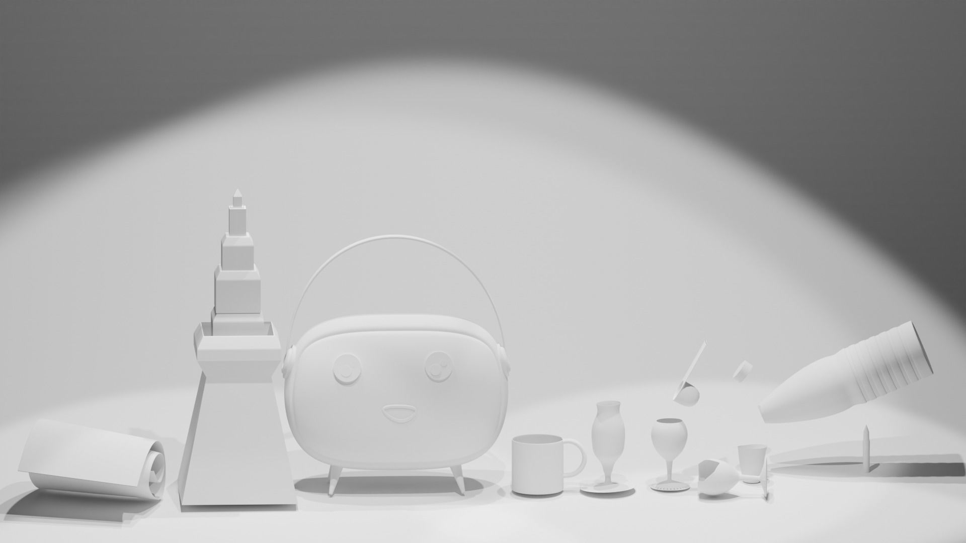 radio bottle and glasses  3D model_5