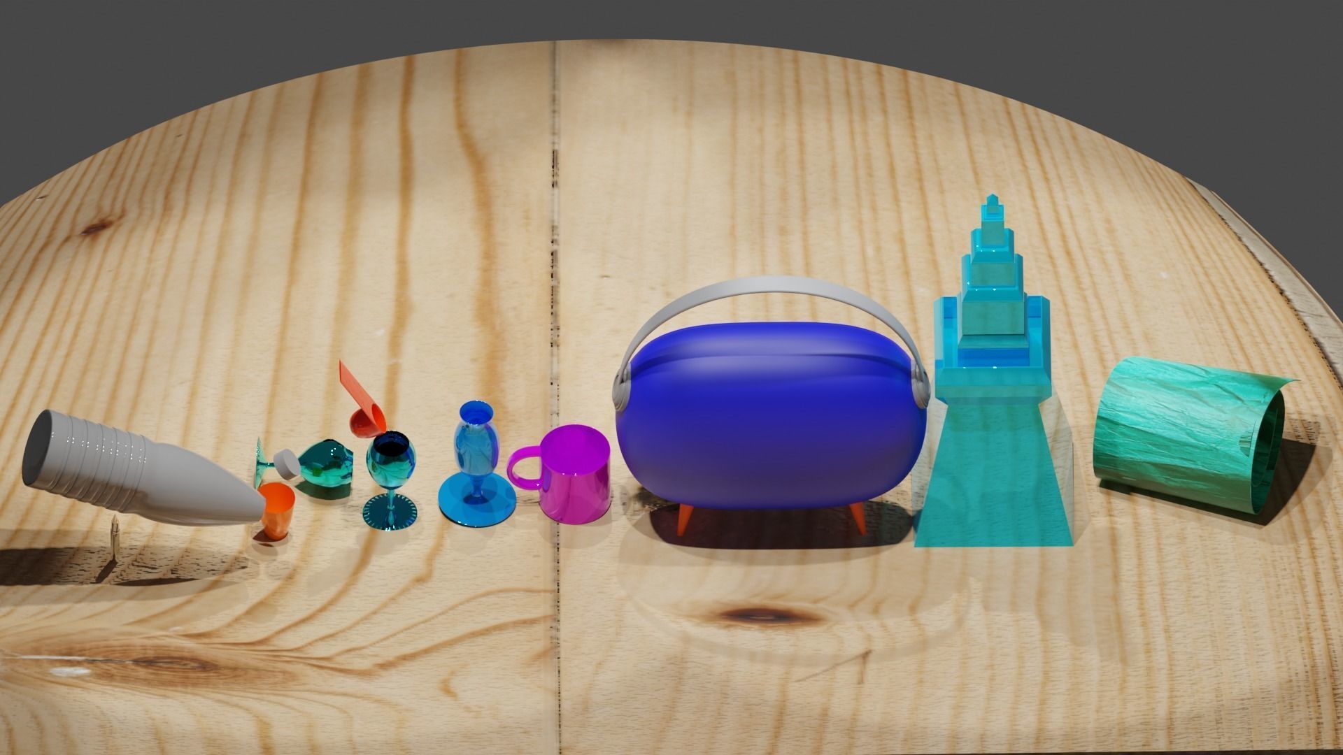 radio bottle and glasses  3D model_4