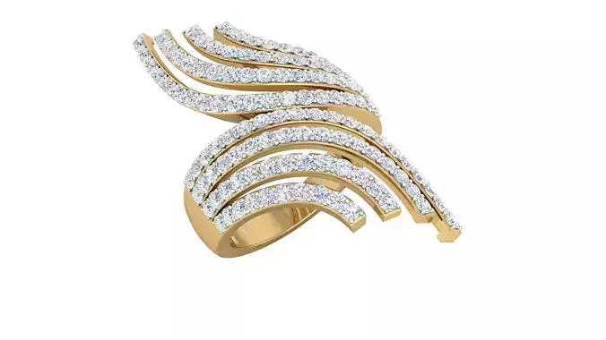 High Jewelry Diamond Cocktail Ring 3dm stl renders details 