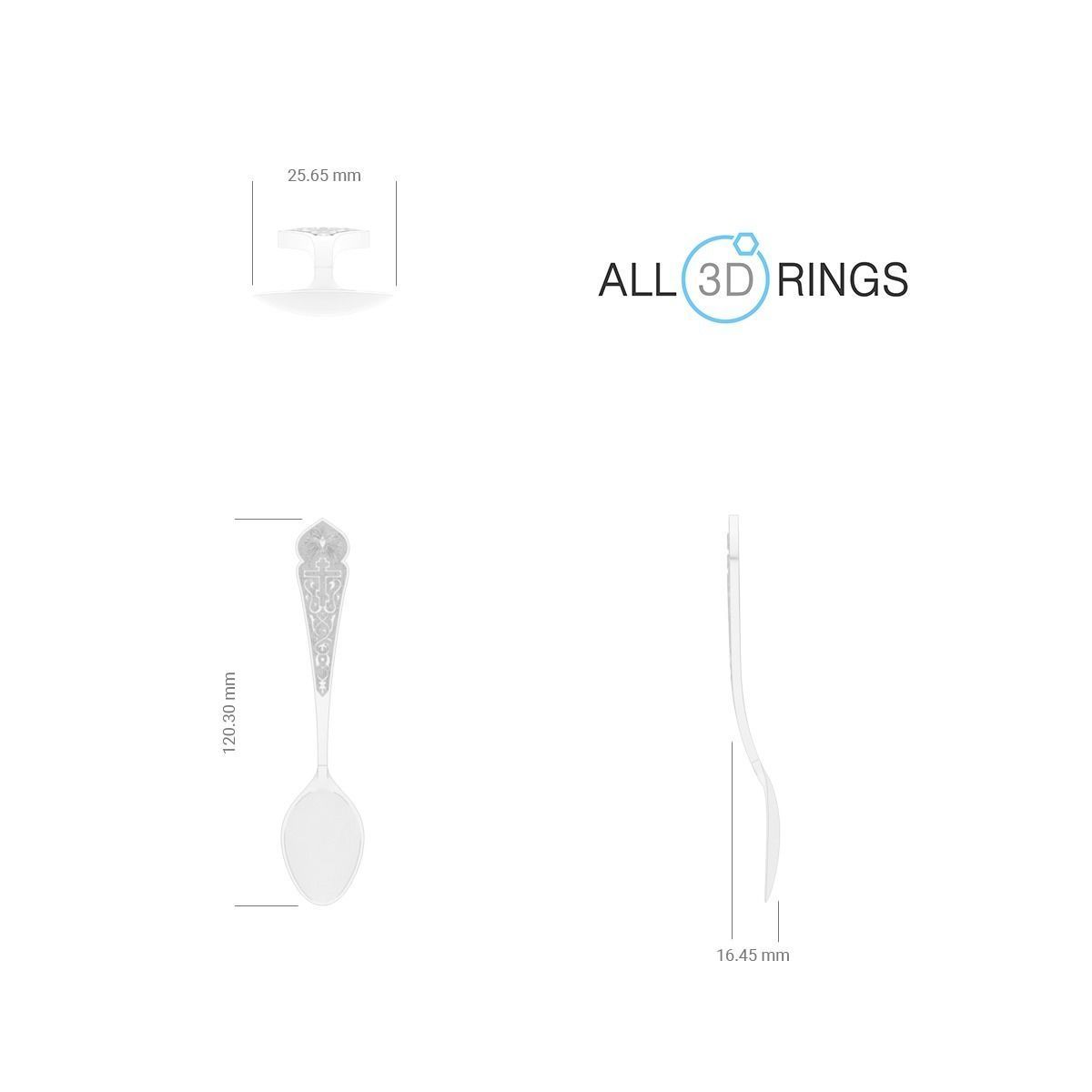 Silver teaspoon with a cross and an angel 3D print model_1