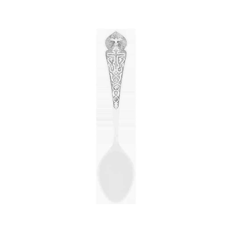 Silver teaspoon with a cross and an angel 3D print model_2
