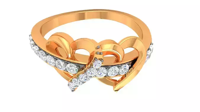 Women solitaire Heart ring 3dm render detail 