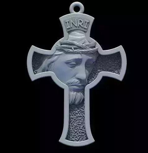 JESUS CROSS PENDANT MEDALLION JEWELRY 3D PRINT MODEL