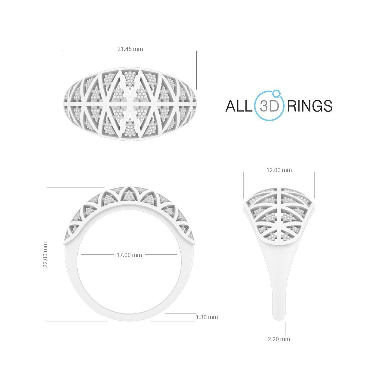 Ring with a geometric pattern 3D print model_5
