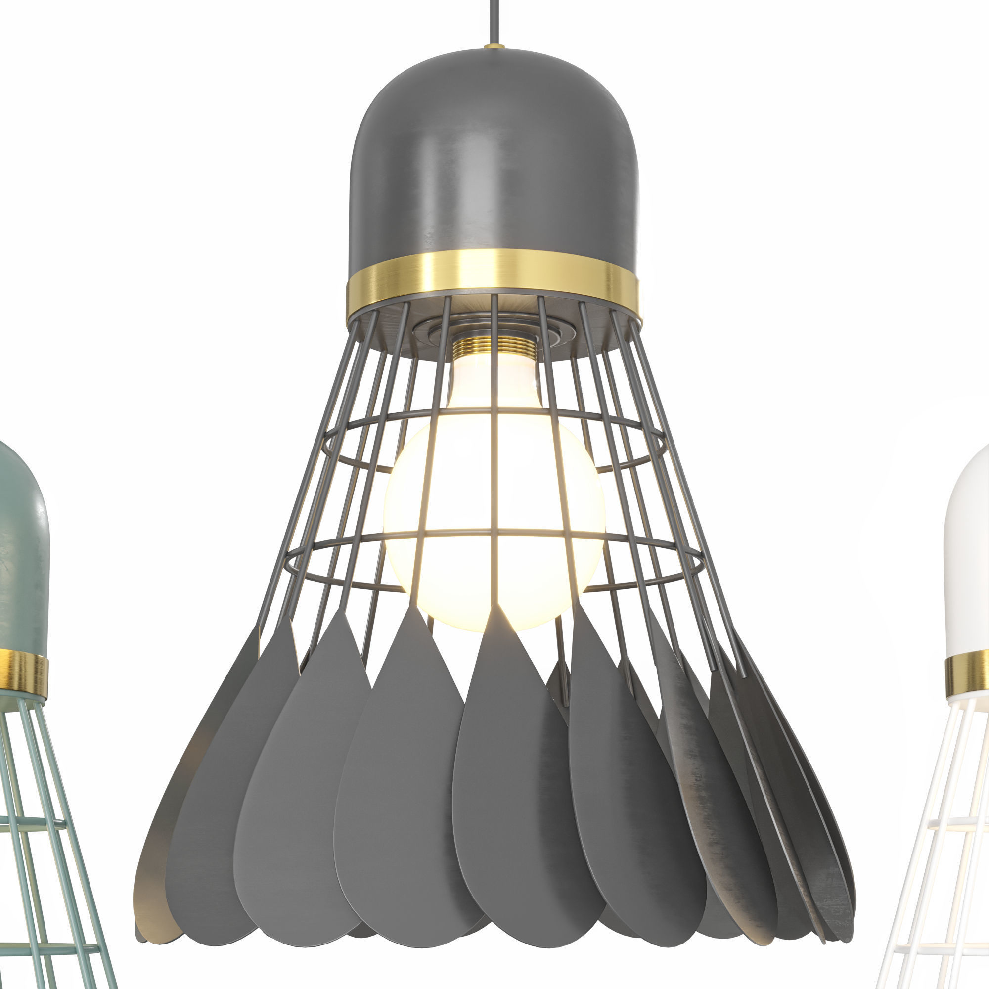 Minton - Modern Nordic Art Deco Hanging Light warly 3D model_6