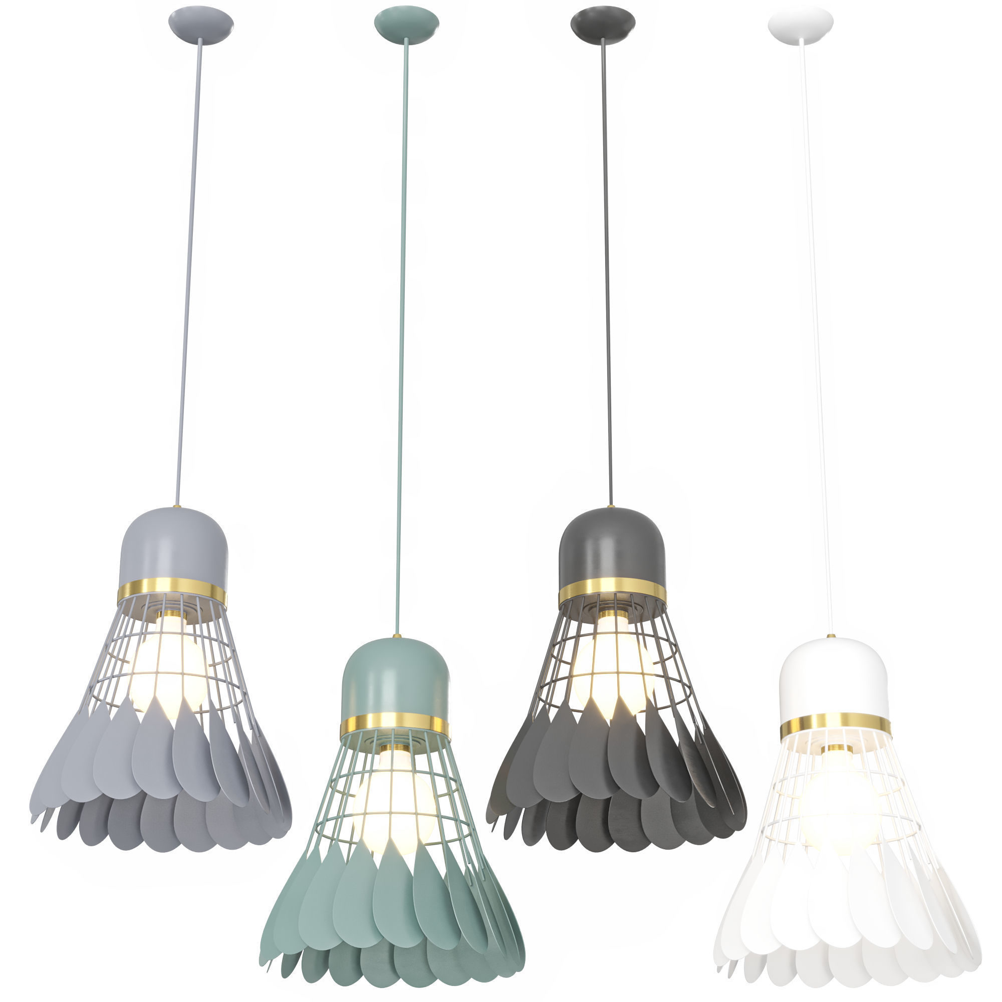 Minton - Modern Nordic Art Deco Hanging Light warly 3D model_1