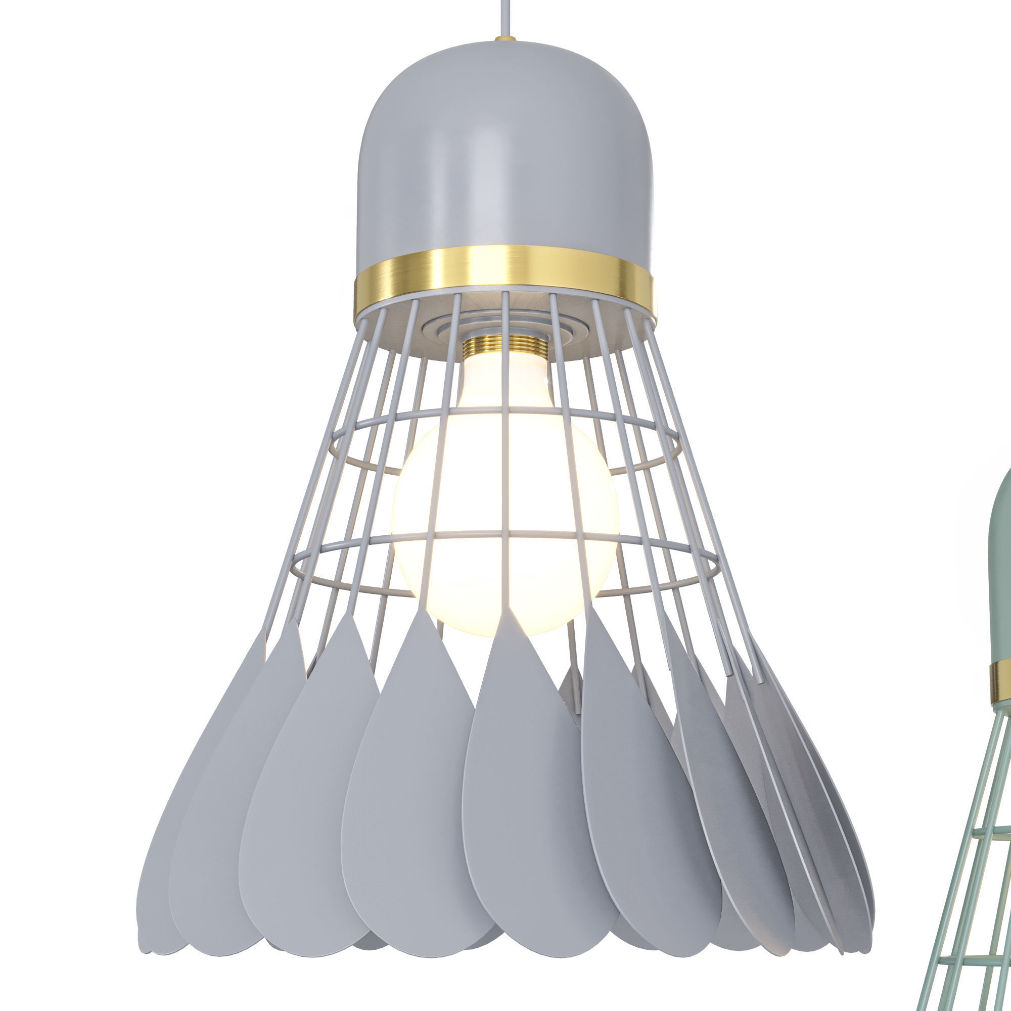 Minton - Modern Nordic Art Deco Hanging Light warly 3D model_3