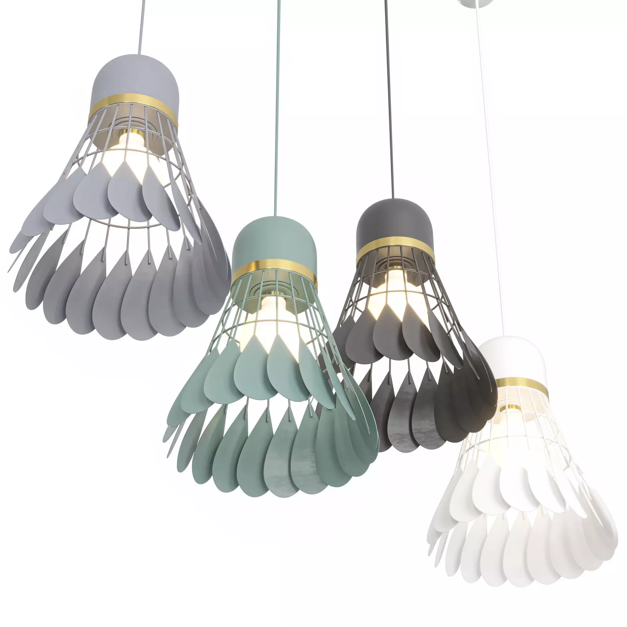 Minton - Modern Nordic Art Deco Hanging Light warly 3D model_0
