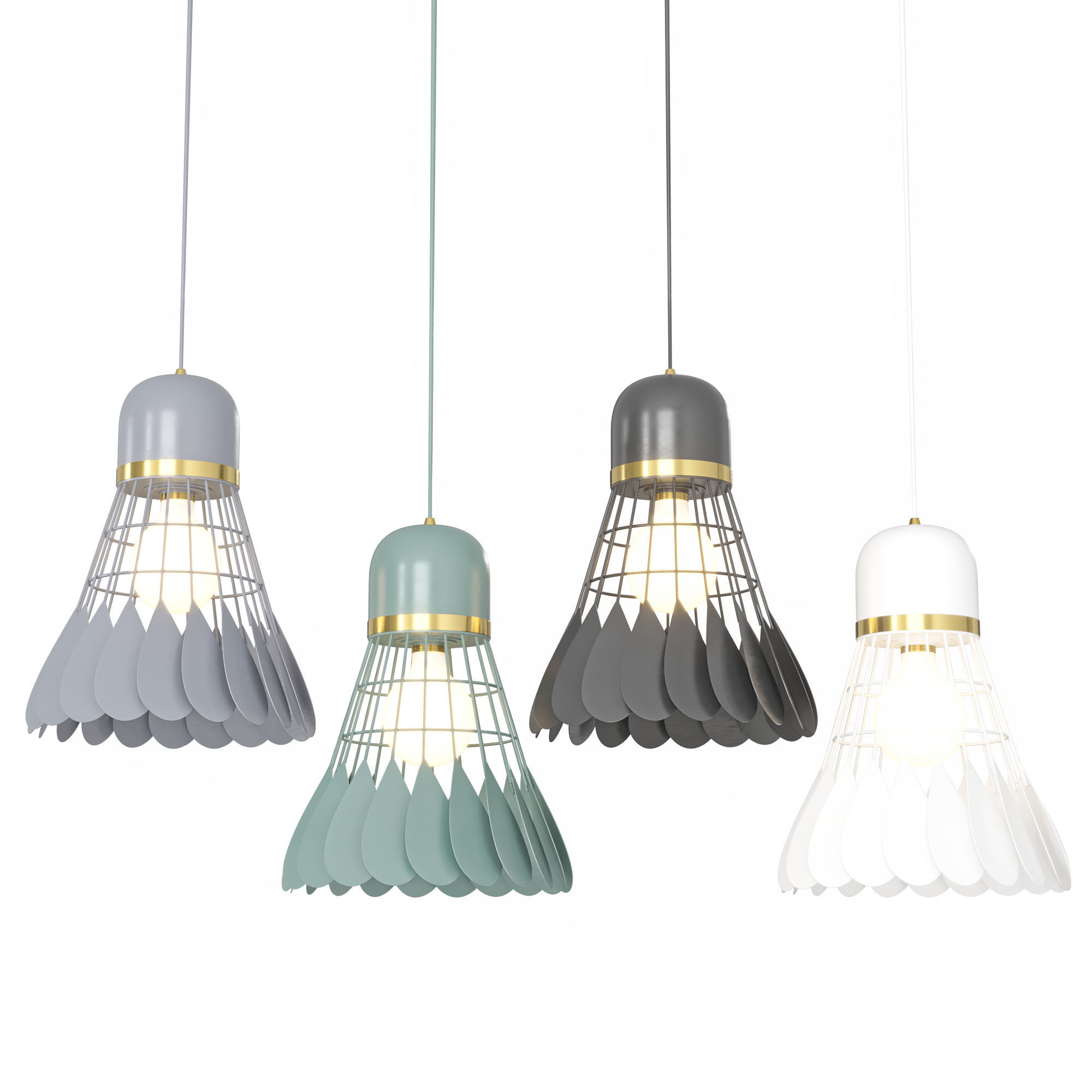 Minton - Modern Nordic Art Deco Hanging Light warly 3D model_2