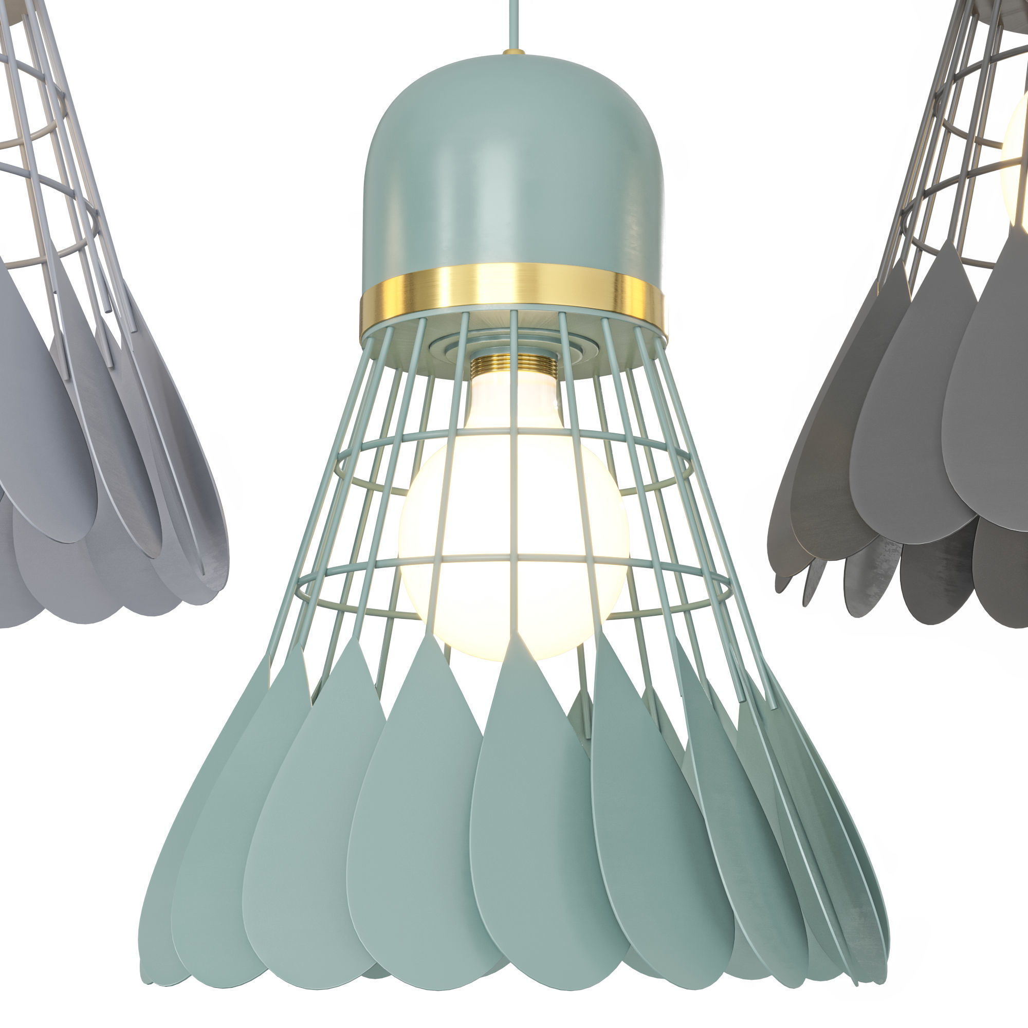 Minton - Modern Nordic Art Deco Hanging Light warly 3D model_5