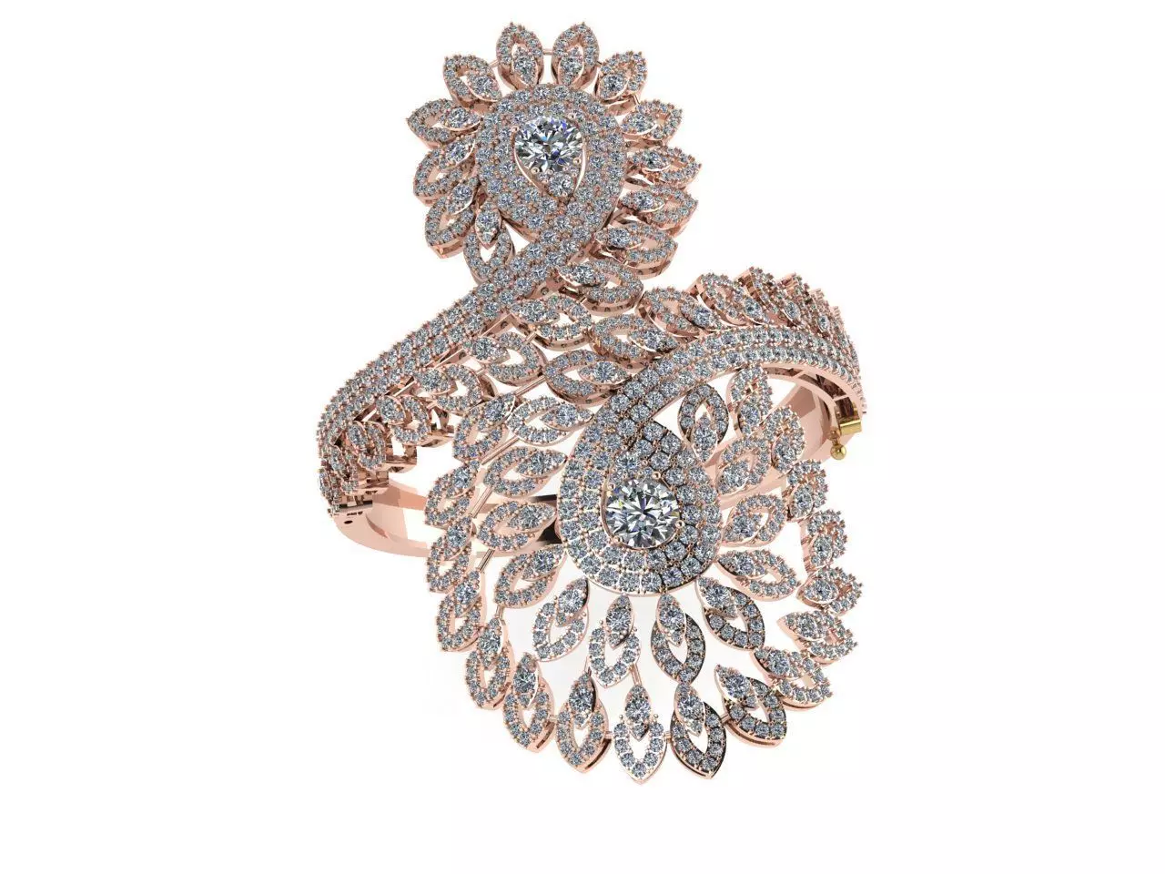 bracelets peacock ring in rose gold with diamonds 3D print model