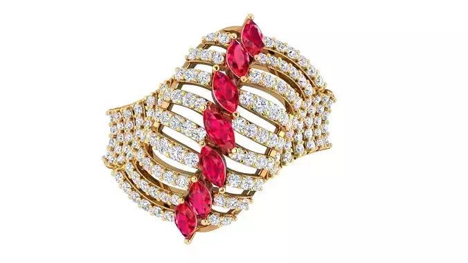 Women Cocktail Marquise Diamond Ring 3dm stl Renders Details