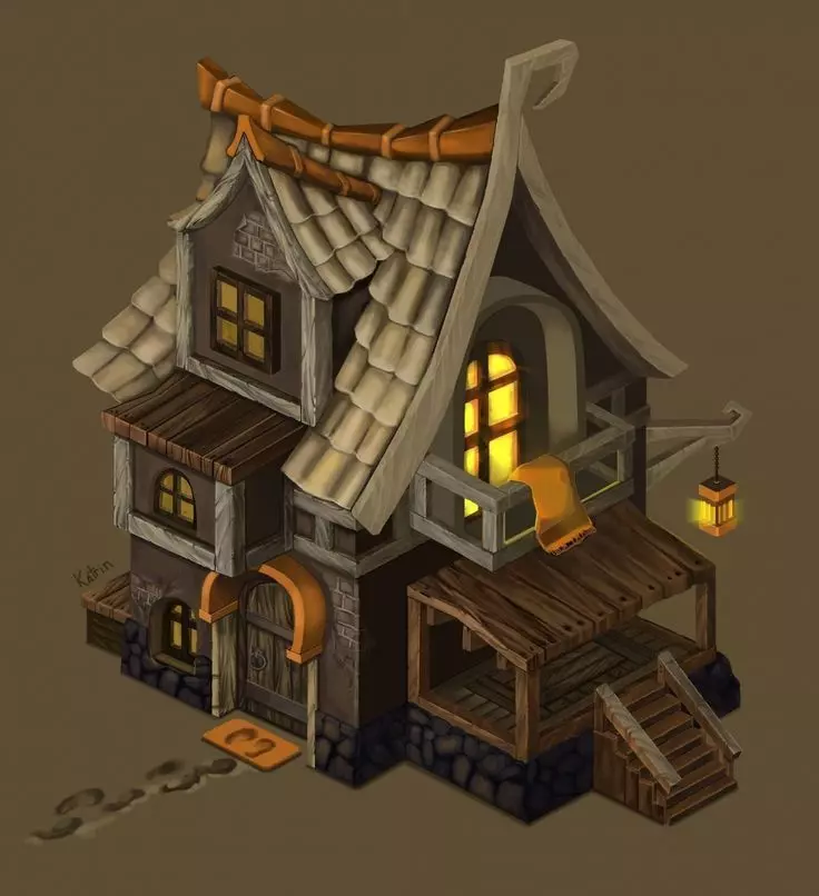 House3d old house with roof and stairs Free low-poly 3D model