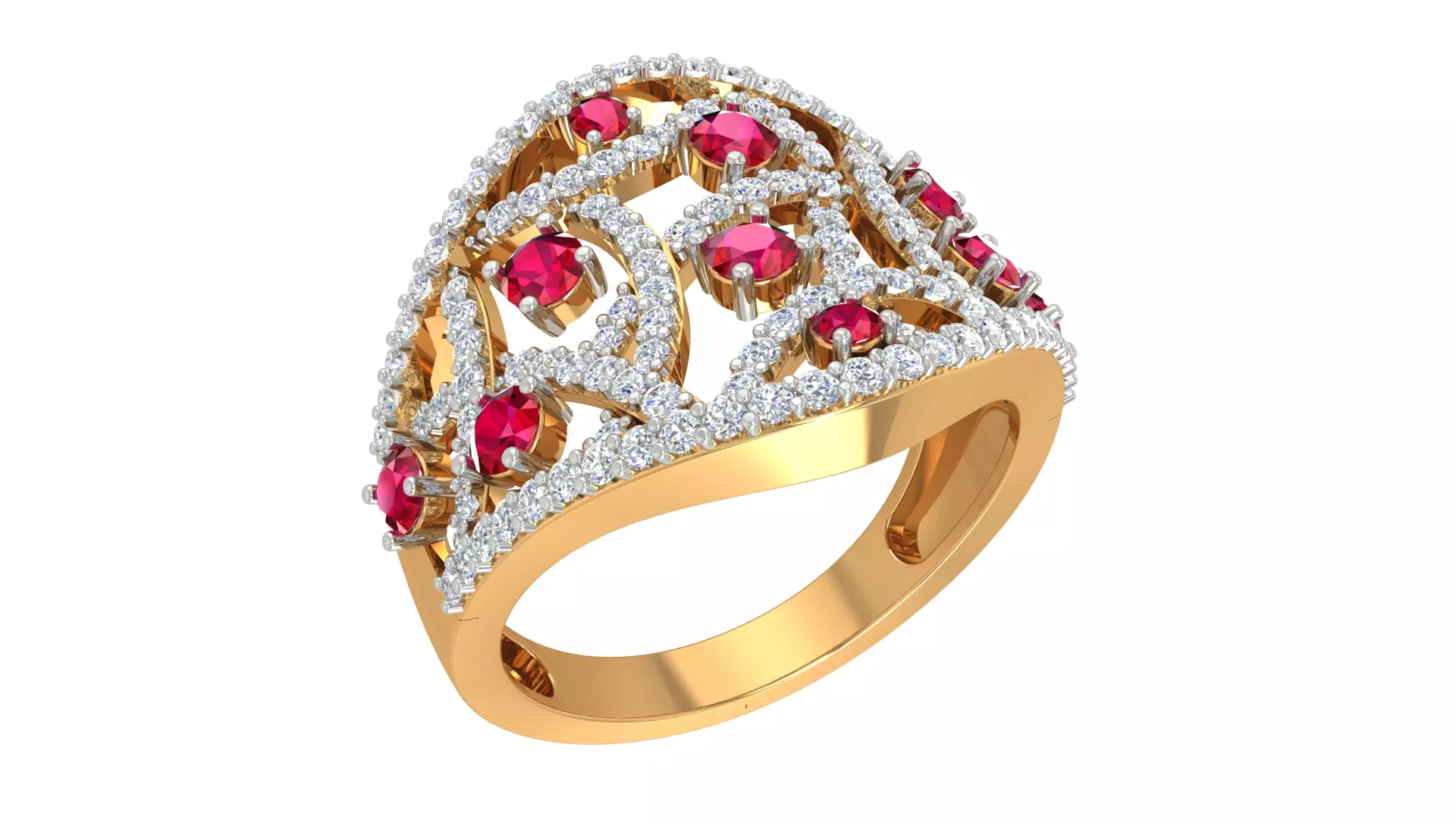 Cocktail Diamond Ring 3dm stl Renders Details 3D print model_0