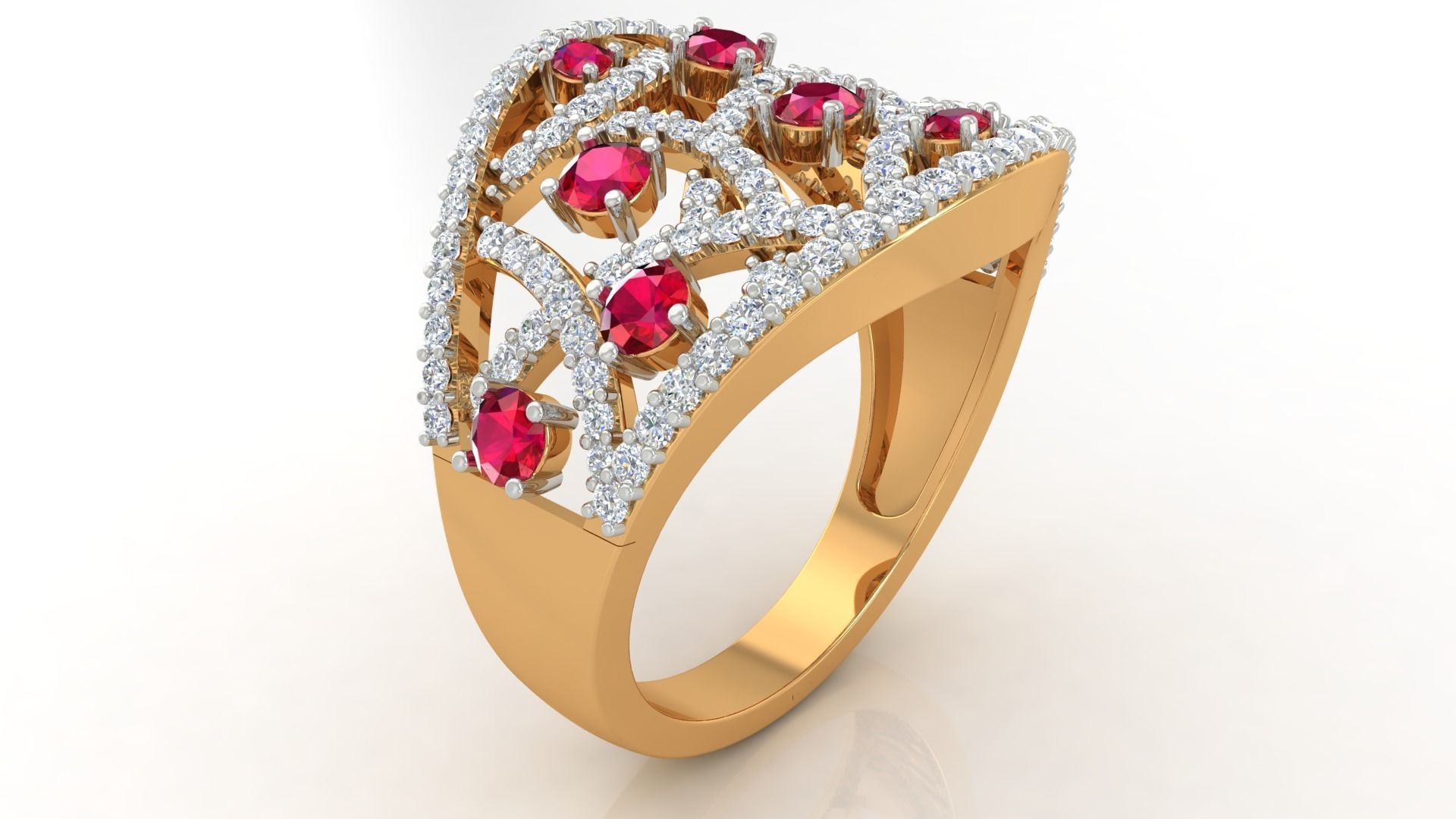 Cocktail Diamond Ring 3dm stl Renders Details 3D print model_4