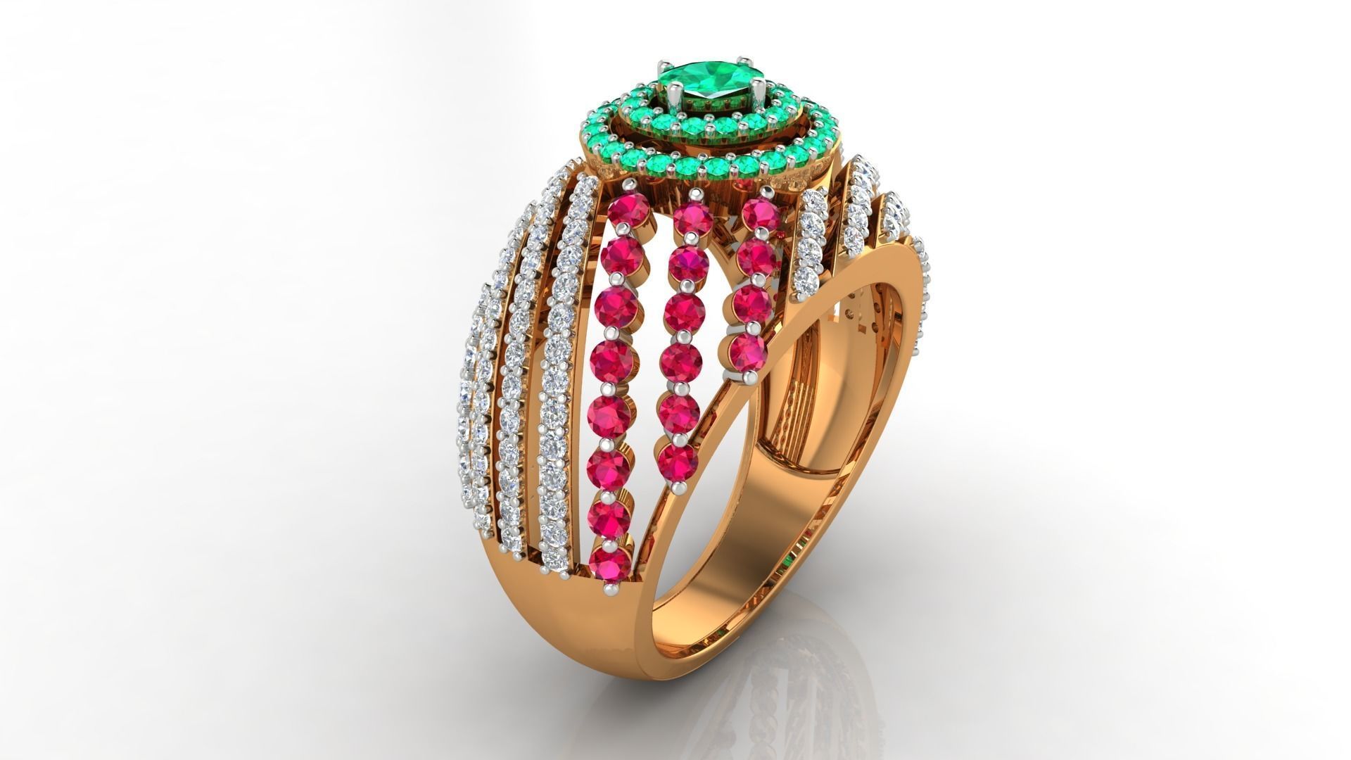 Cocktail Diamond Ring 3dm stl Renders Details 3D print model_4