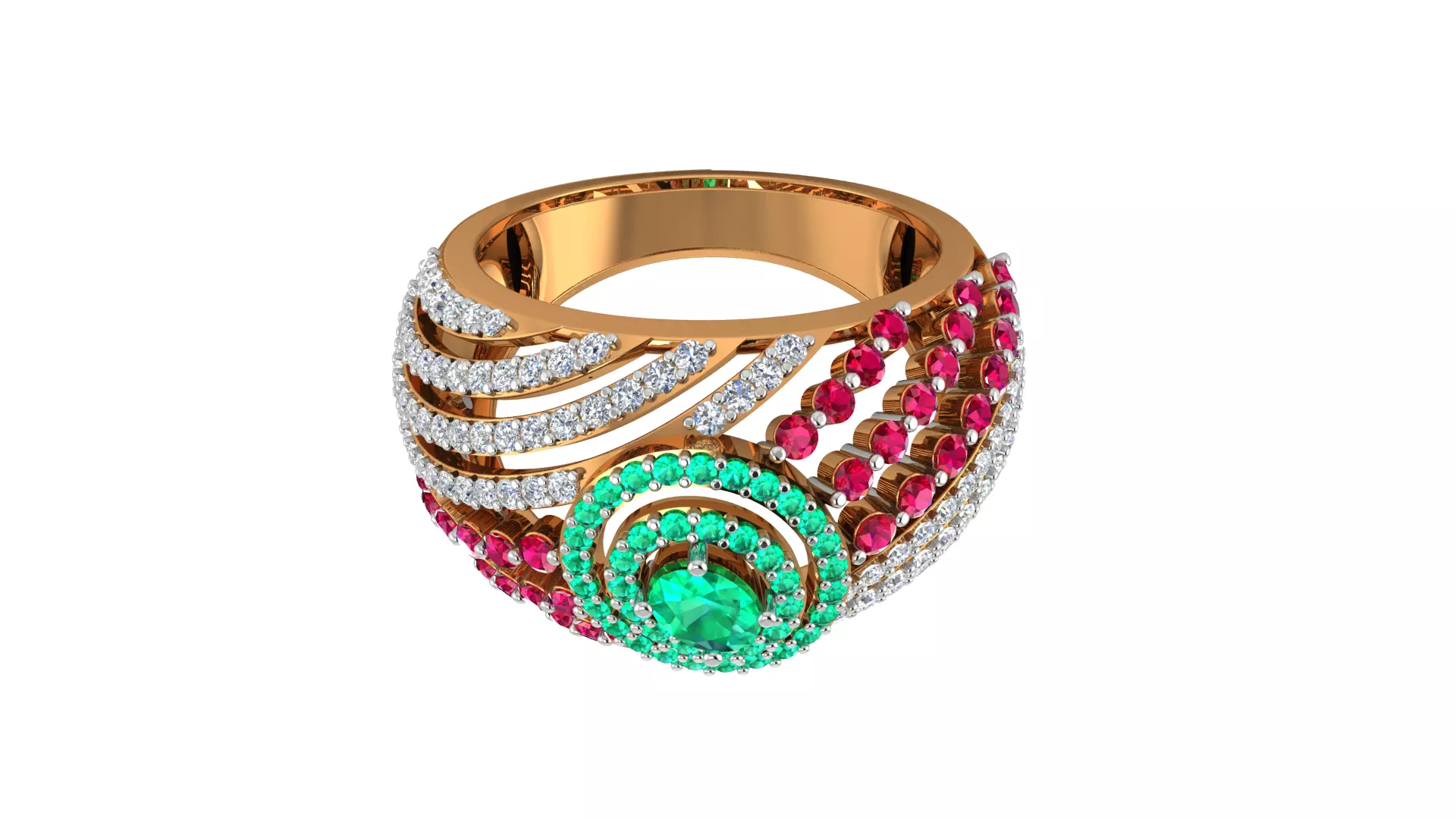 Cocktail Diamond Ring 3dm stl Renders Details 3D print model_0