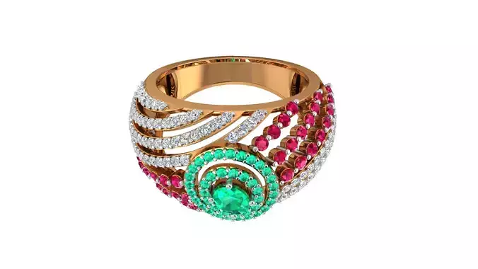 Cocktail Diamond Ring 3dm stl Renders Details 3D print model