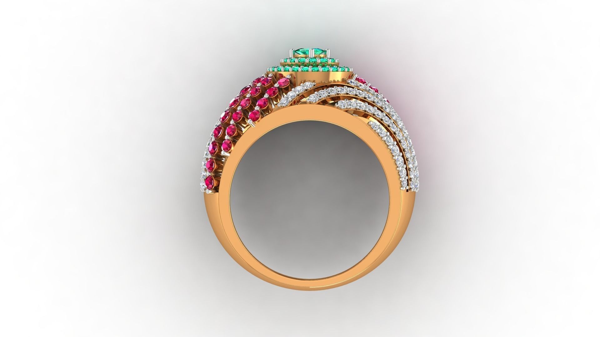 Cocktail Diamond Ring 3dm stl Renders Details 3D print model_3