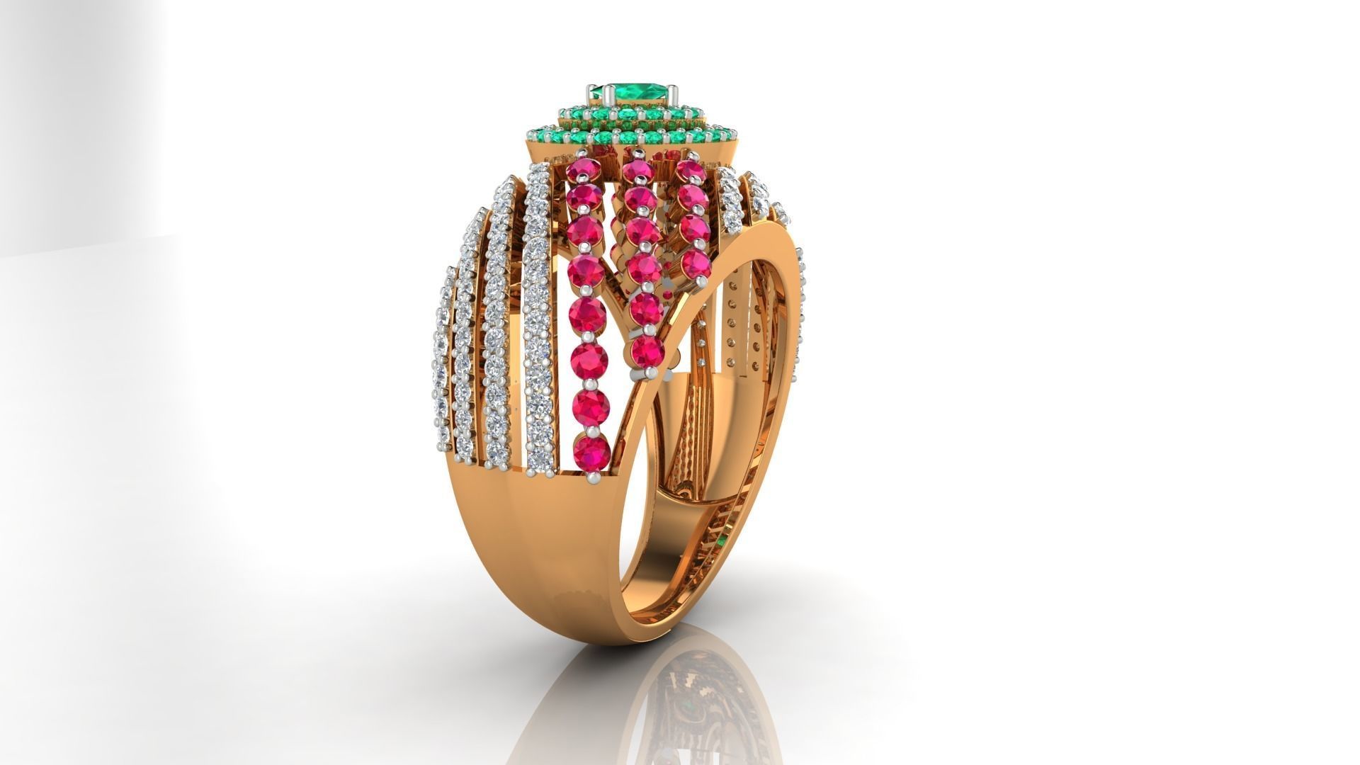 Cocktail Diamond Ring 3dm stl Renders Details 3D print model_1