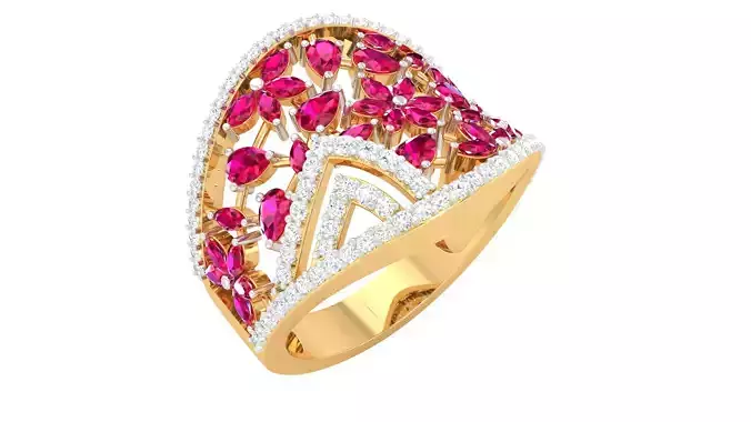 Cocktail Diamond Ring 3dm stl Renders Details 3D print model