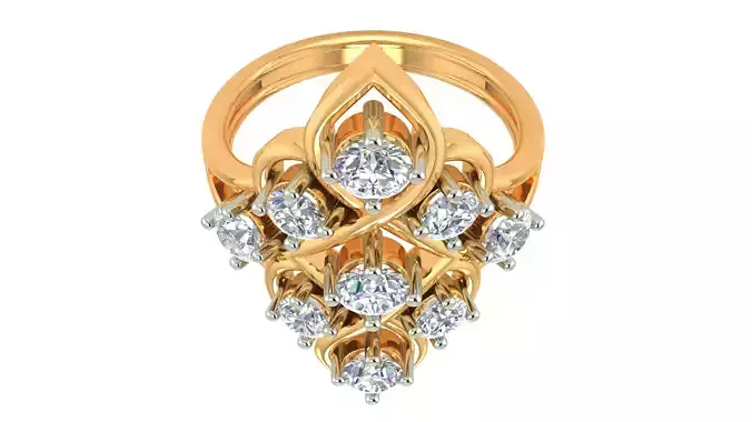 Cocktail Diamond Ring 3dm stl Renders Details 3D print model