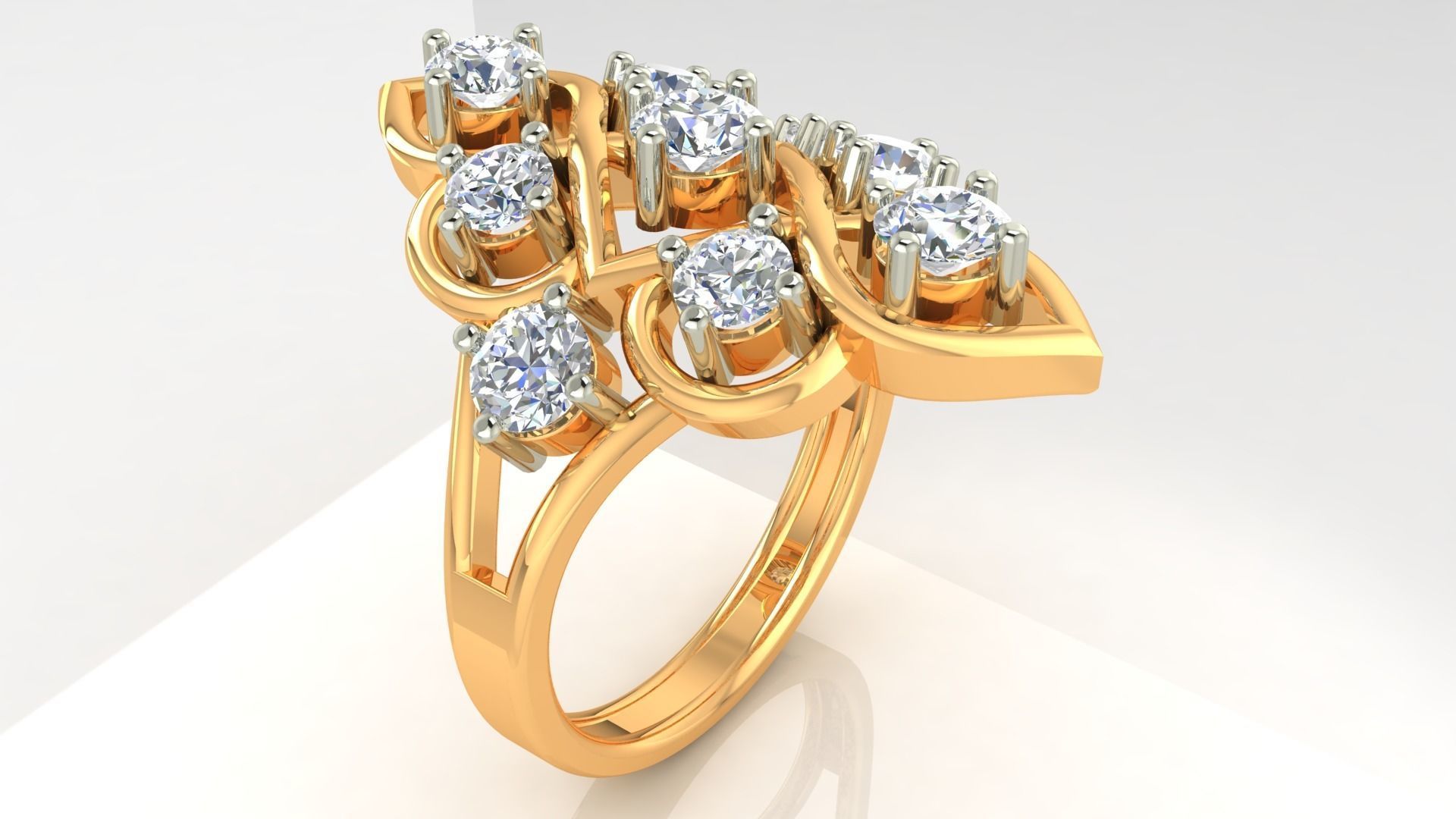 Cocktail Diamond Ring 3dm stl Renders Details 3D print model_1