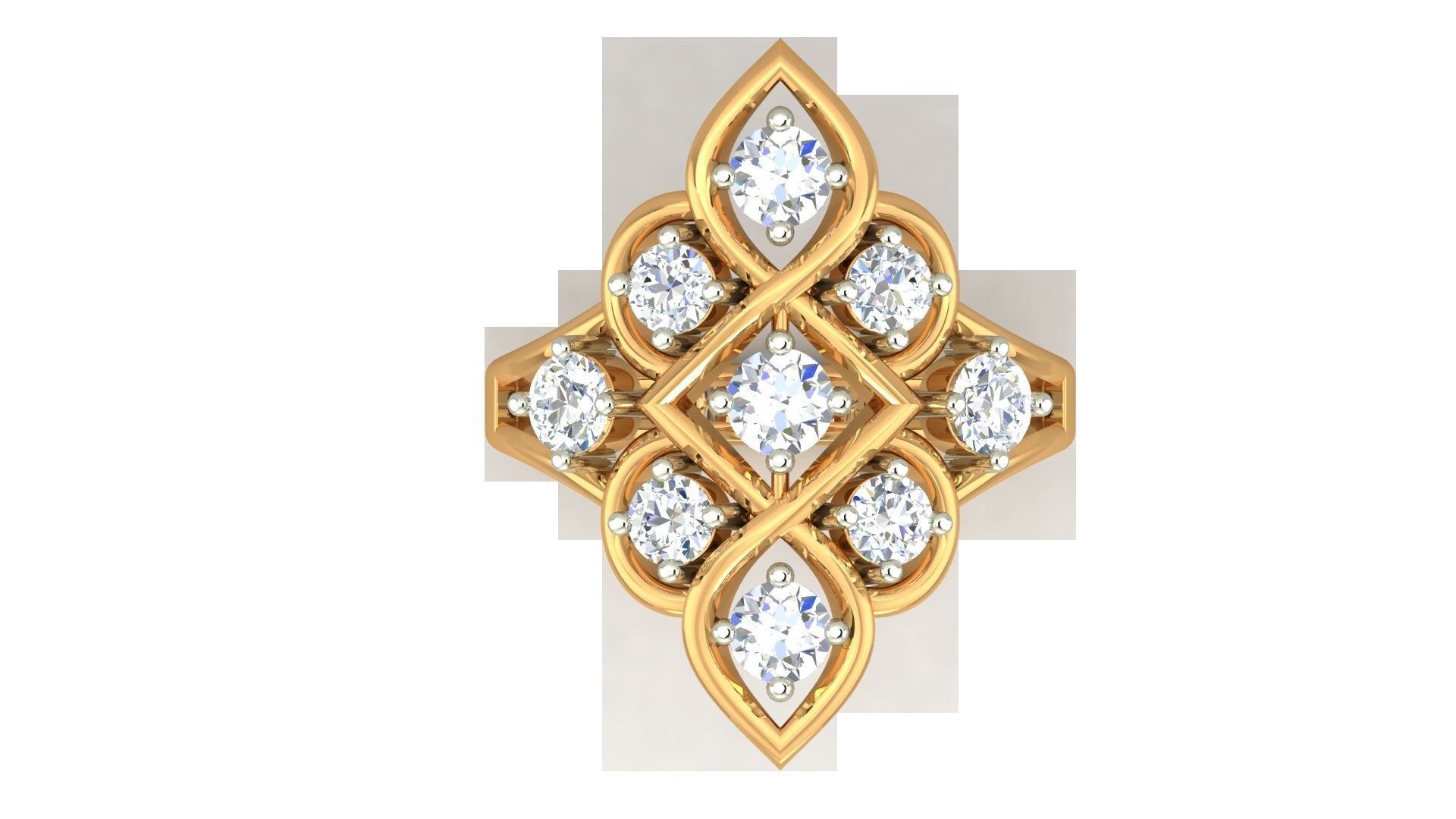 Cocktail Diamond Ring 3dm stl Renders Details 3D print model_5