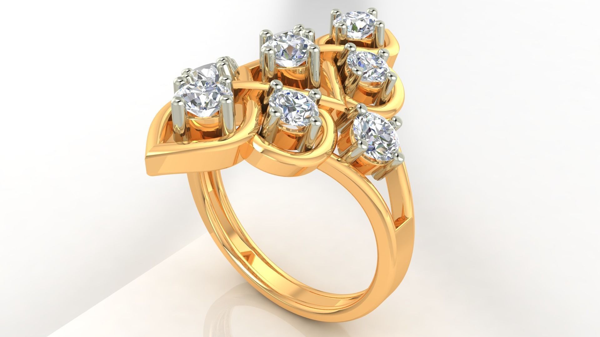 Cocktail Diamond Ring 3dm stl Renders Details 3D print model_3