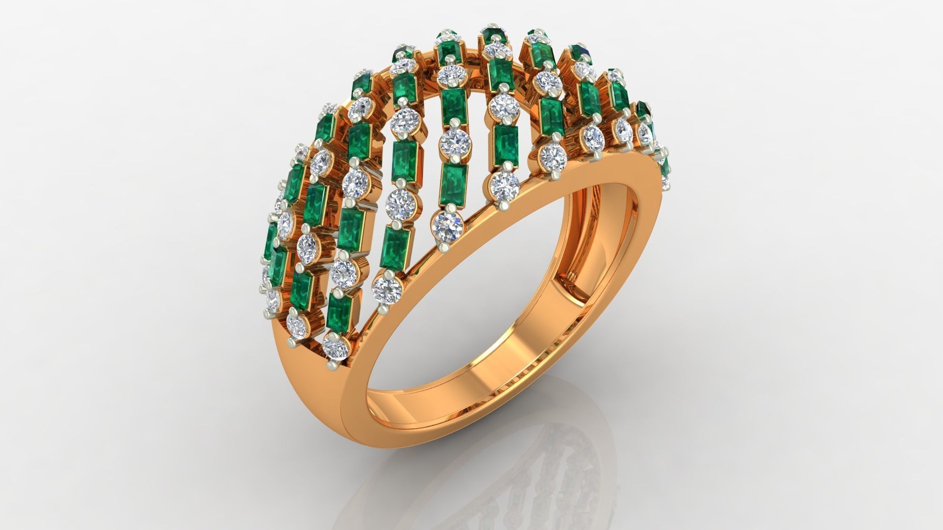 Cocktail Diamond Ring 3dm stl Renders Details 3D print model_1