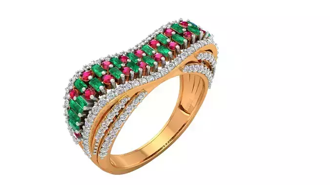 Cocktail Diamond Ring 3dm stl Renders Details 3D print model