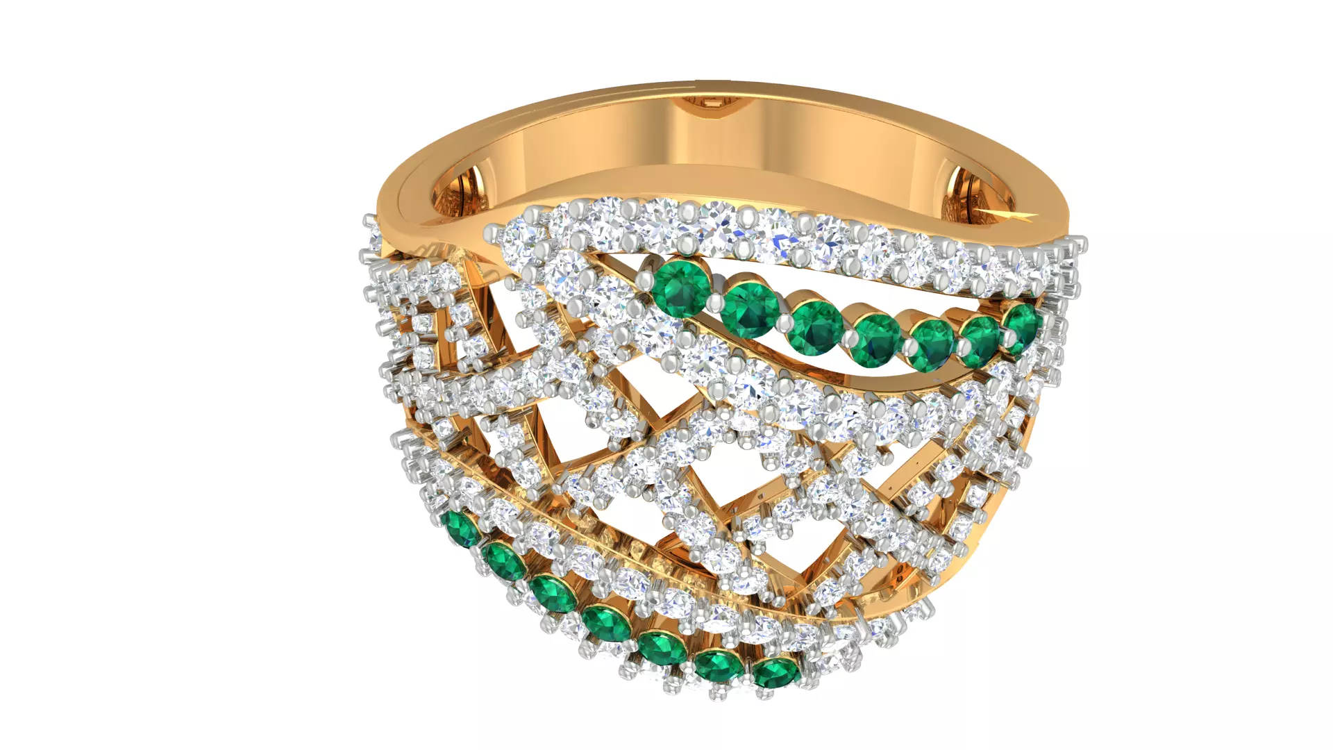 Cocktail Diamond Ring 3dm stl Renders Details 3D print model_0