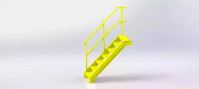 Steel stair  Low-poly 3D model
