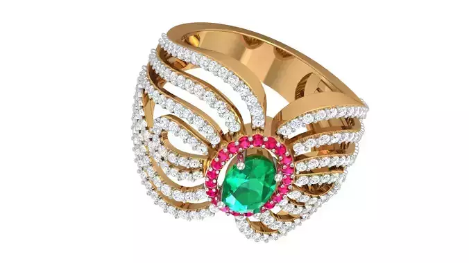 Cocktail Diamond Ring 3dm stl Renders Details