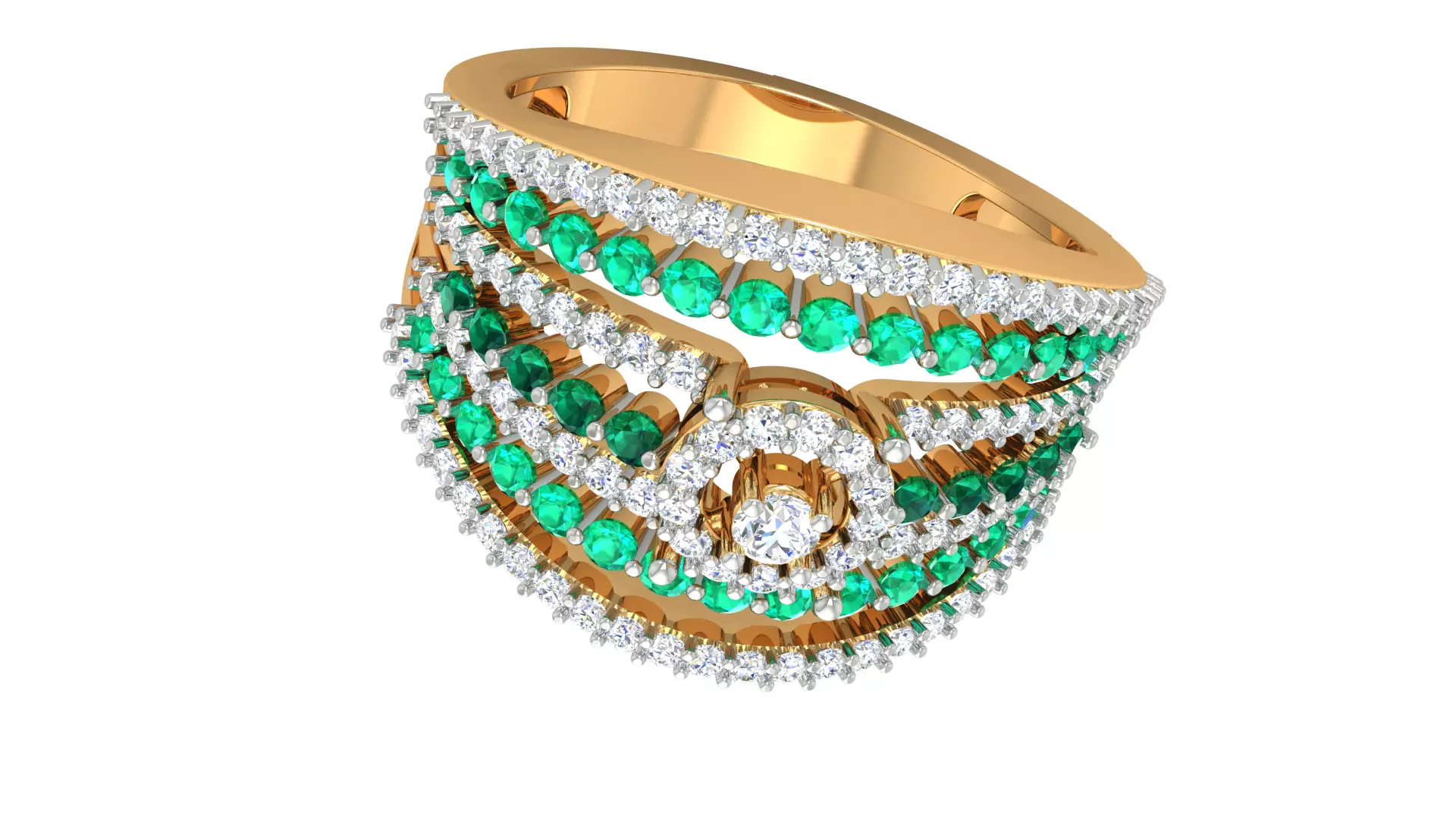 Cocktail Diamond Ring 3dm stl Renders Details 3D print model_0