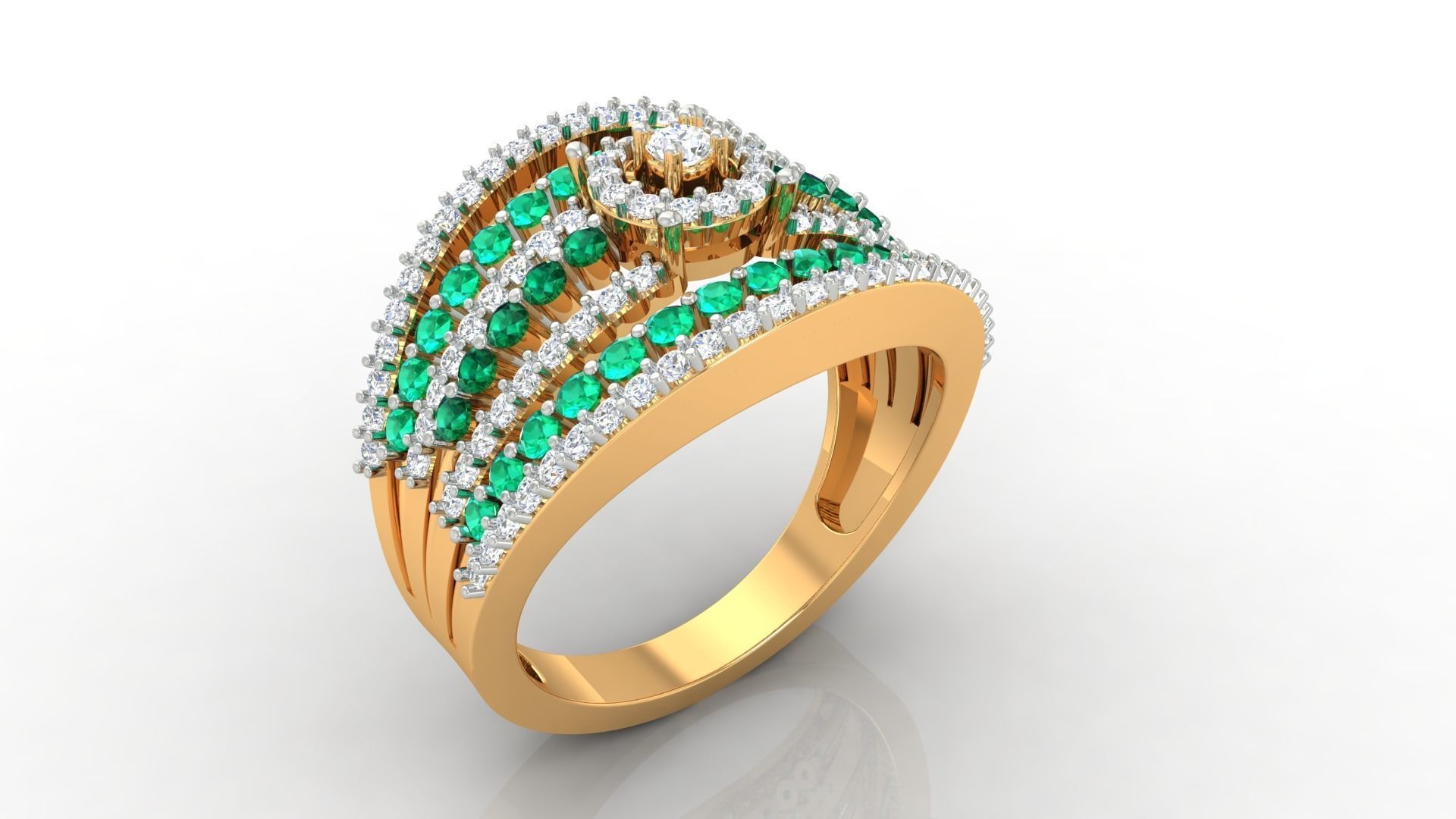 Cocktail Diamond Ring 3dm stl Renders Details 3D print model_2