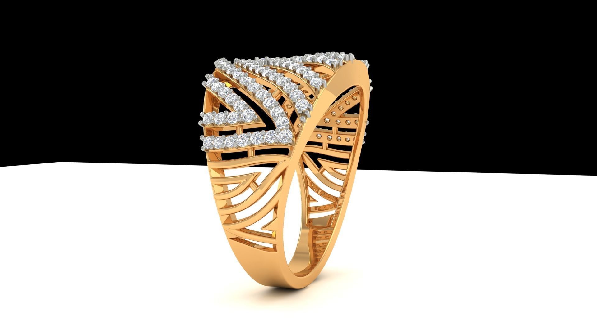 Cocktail Diamond Ring 3dm stl Renders Details 3D print model_1