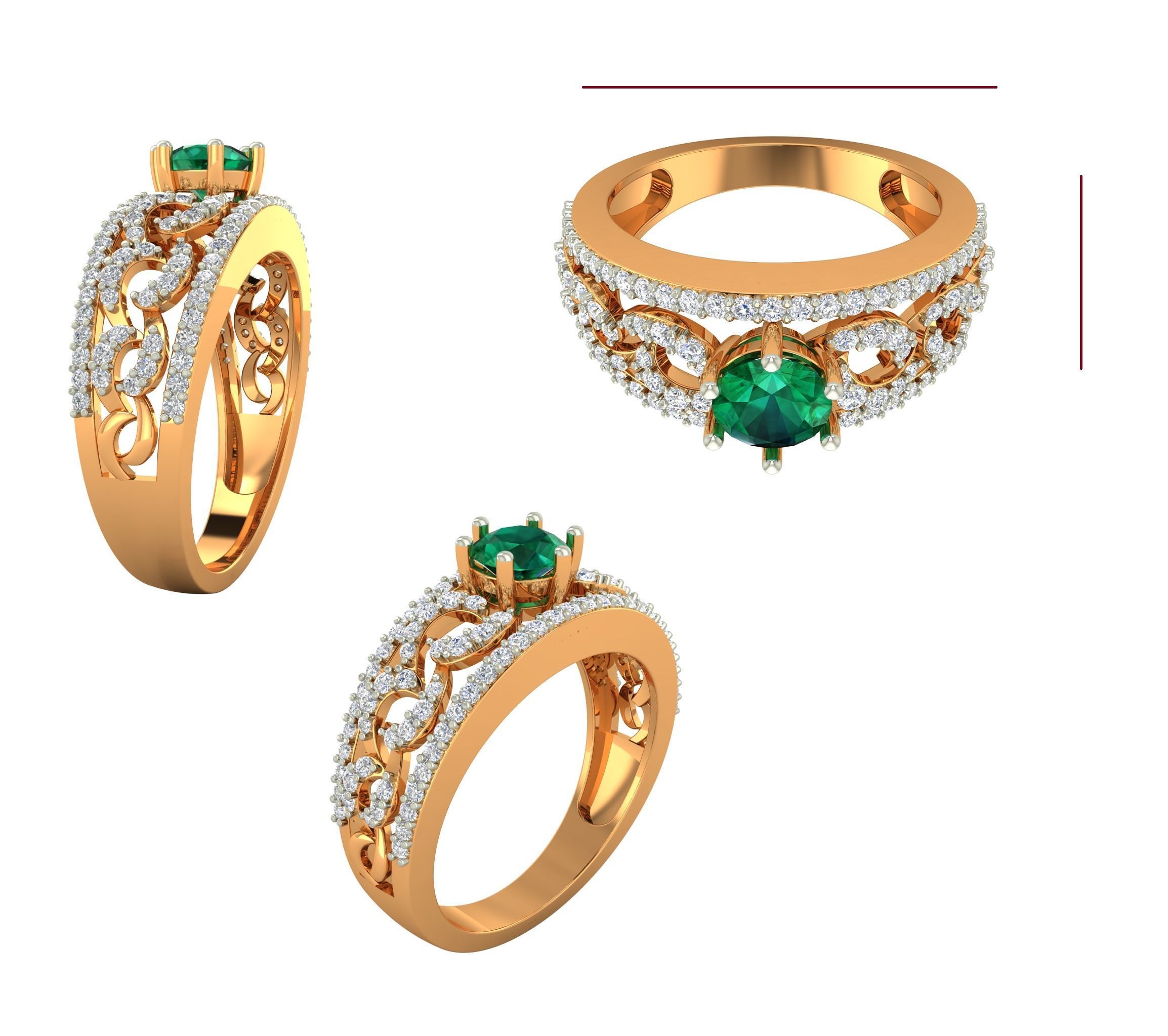 Cocktail Diamond Ring 3dm stl Renders Details 3D print model_1