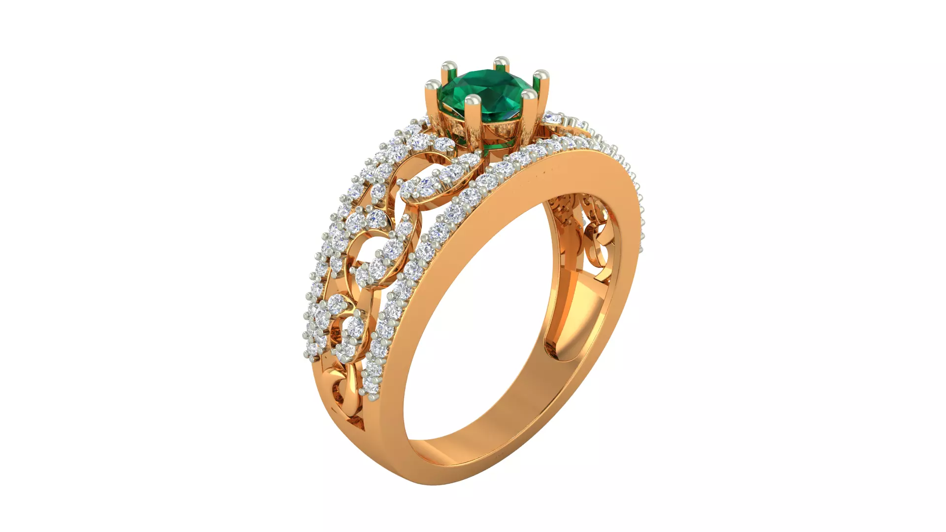 Cocktail Diamond Ring 3dm stl Renders Details 3D print model_0