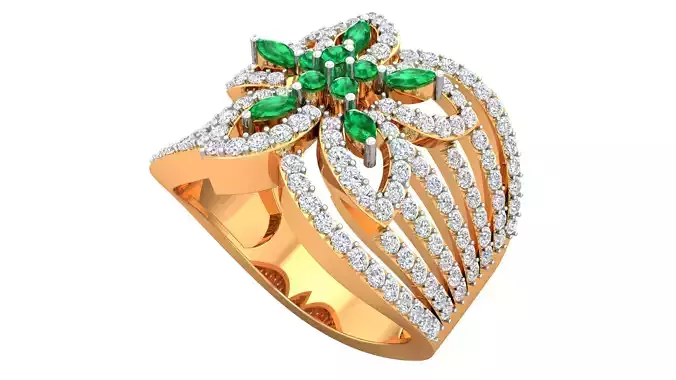 Cocktail Marquise Diamond Ring 3dm stl Renders Details
