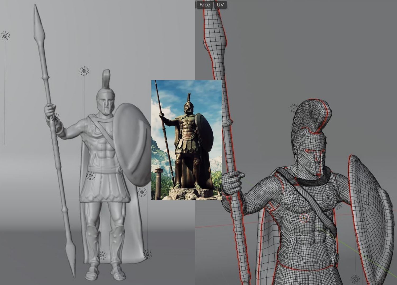 SPARTAN or GREEK WARRIOR ANCIENT Statue  3D model_9