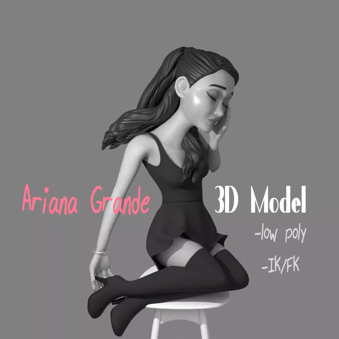 Ariana Grande Low-Poly 3D rig Low-poly 3D model