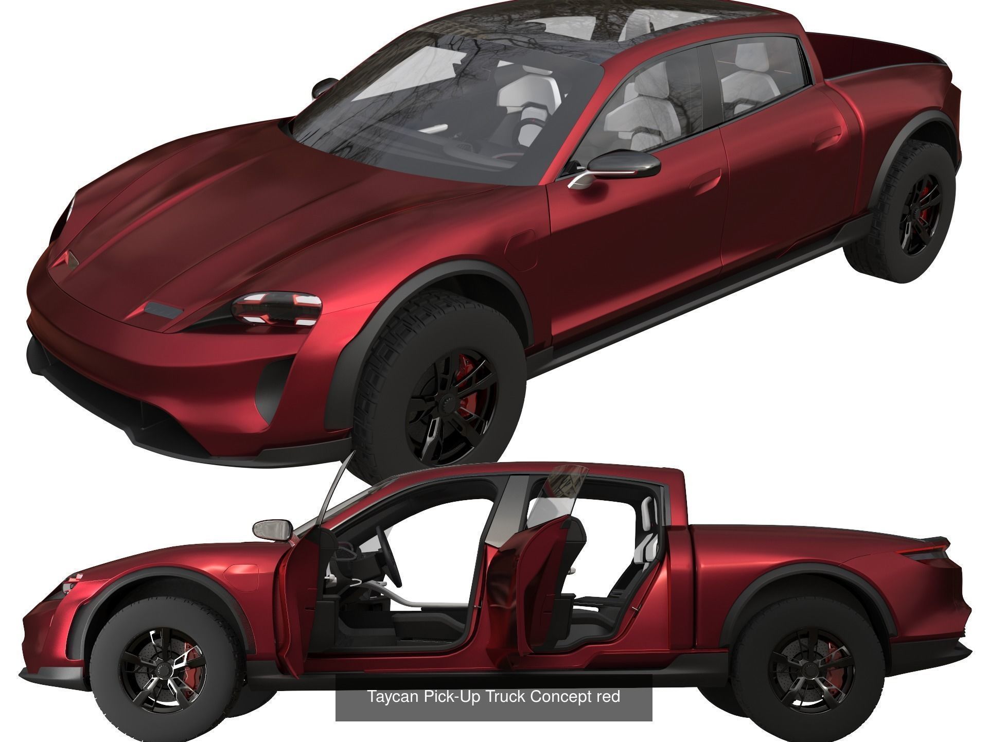 Taycan Pick-Up Truck Concept 3D Model Collection_4