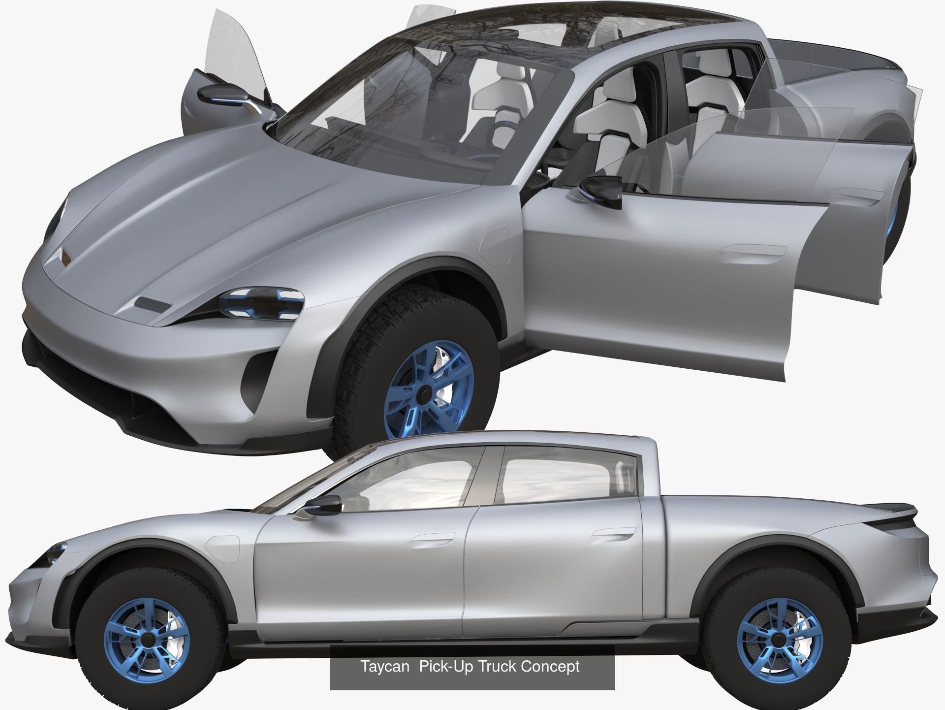 Taycan Pick-Up Truck Concept 3D Model Collection_1