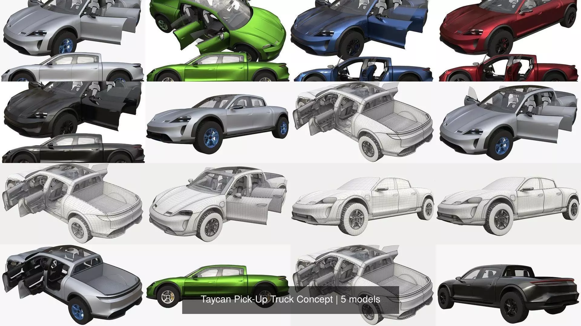 Taycan Pick-Up Truck Concept 3D Model Collection_0