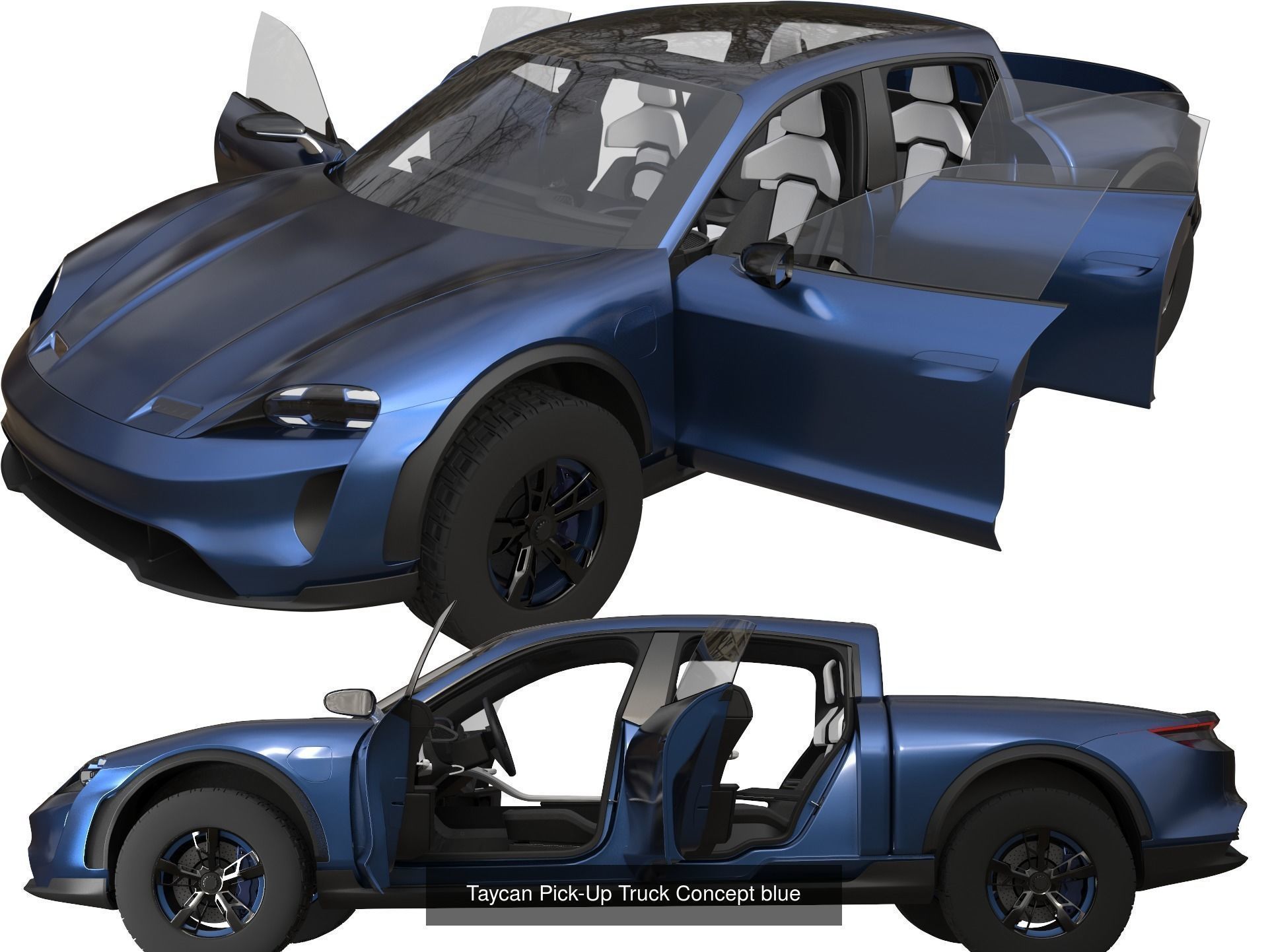 Taycan Pick-Up Truck Concept 3D Model Collection_3