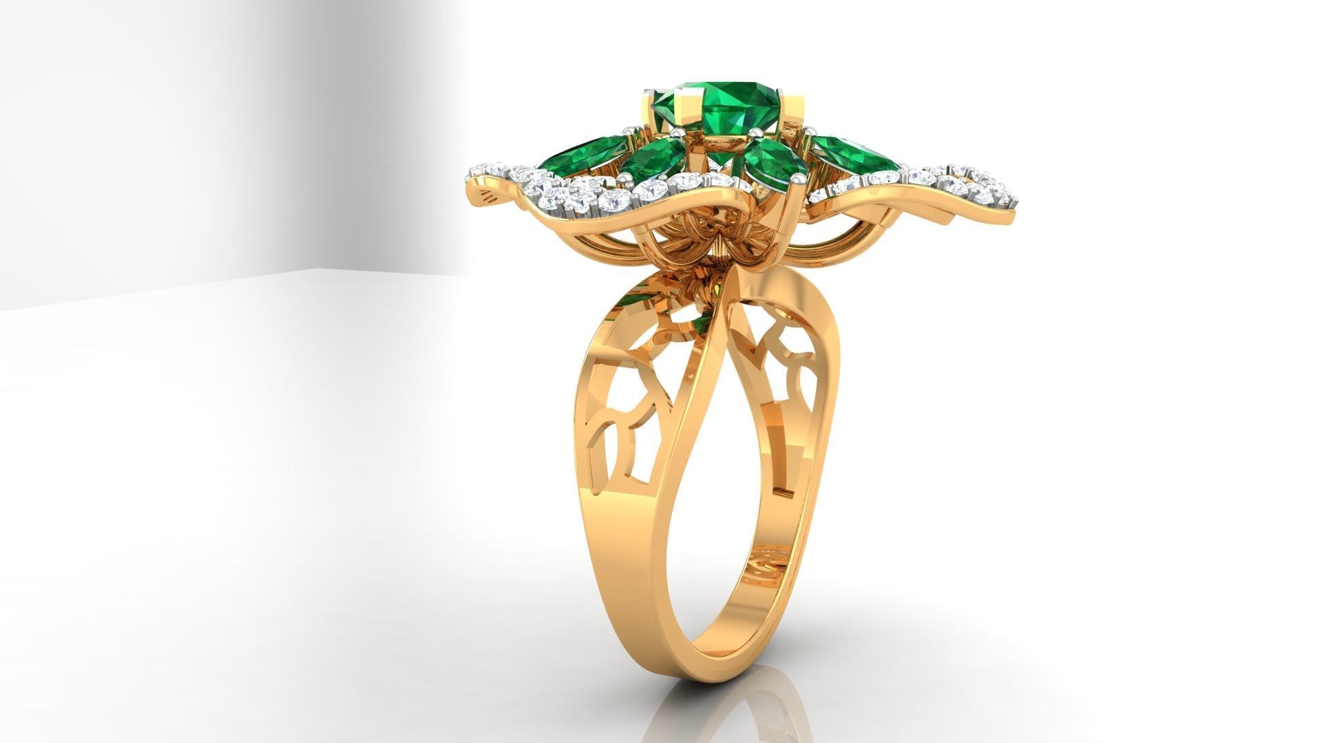 Cocktail Marquise Diamond Ring 3dm stl Renders Details 3D print model_1